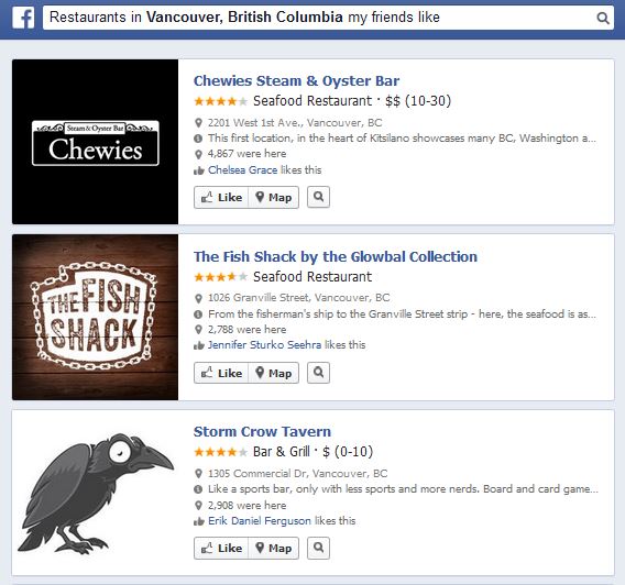 restaurants Launch of Graph Search on Facebook