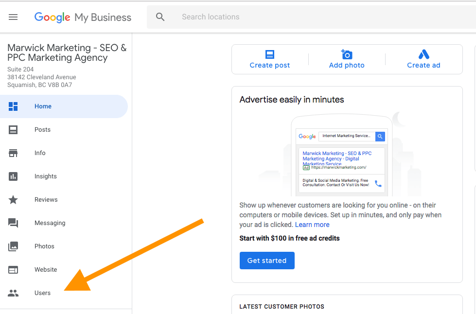 Google My Business Add A User