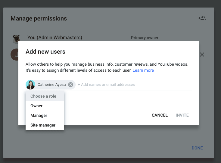 how to add a new user to google my business