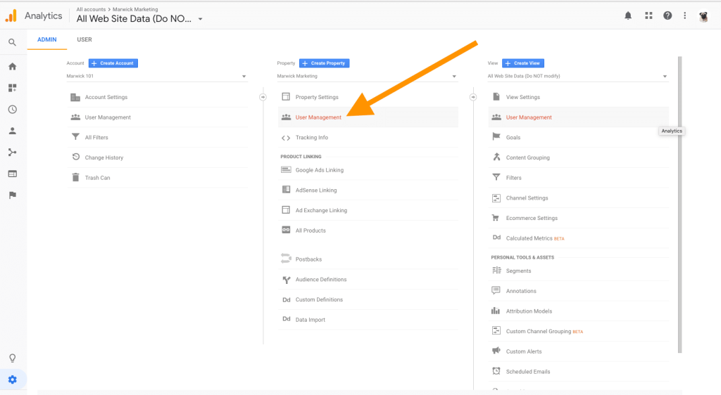 Adding and Editing Users Google Analytics